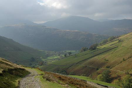 The view ahead during the descent to Hartsop
