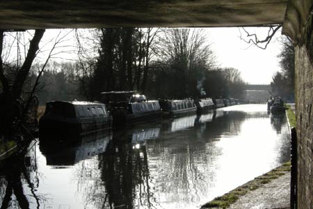 Houseboats moored on the Grand Union Canal, Watford