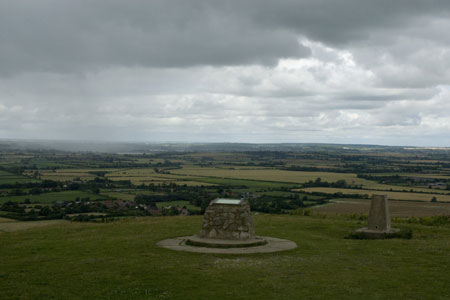 Looking west into showers from Ivinghoe Beacon