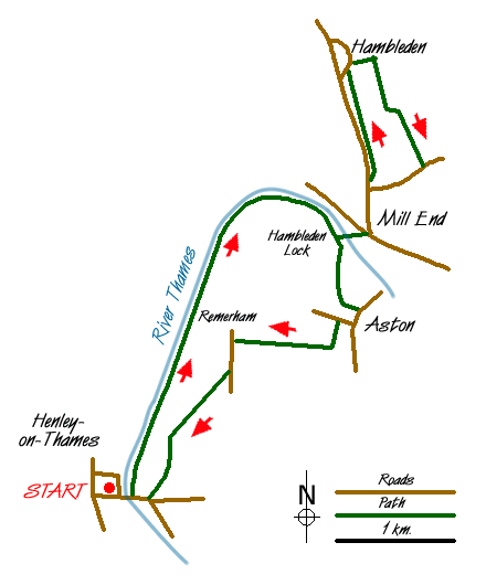 Route Map - River Thames & Hambleden from Henley-on-Thames Walk