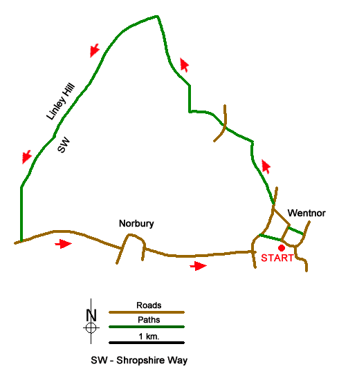 Route Map - Linley Hill & Beeches from Wentnor Walk