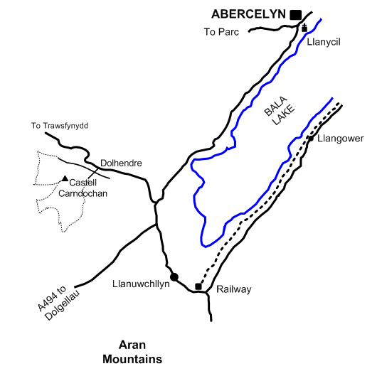 Route Map - Castell Carndochan near Bala Walk