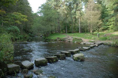Stepping stones across Calder Water, Hardcastle Crags