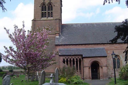 The red sandstone church at Grimley