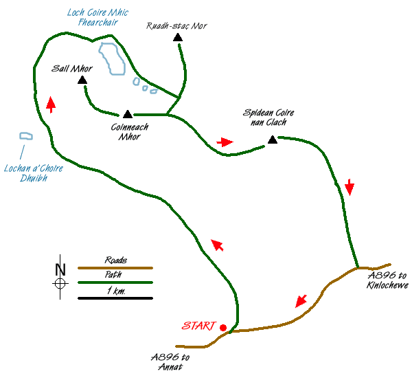 Route Map - Beinn Eighe - The Munros & Sail Mhor, Torridon Walk