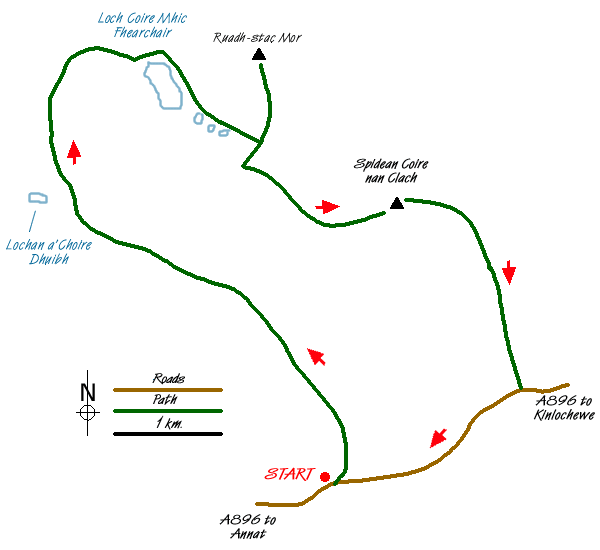 Route Map - The Munros of Beinn Eighe, Torridon Walk