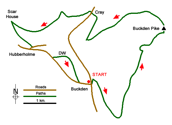 Route Map - Buckden Pike and Hubberholme Walk