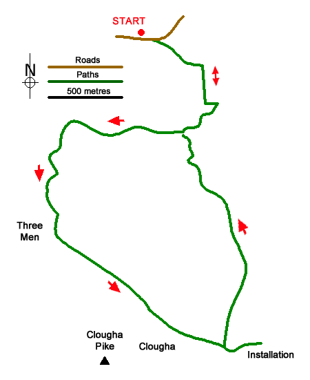 Route Map - Clougha & Goldsworthy's Installation Circular Walk