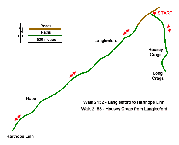 Route Map - Housey Crags from Langleeford Walk