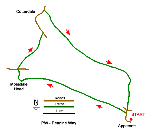 Route Map - Mossdale & Cotterdale Walk