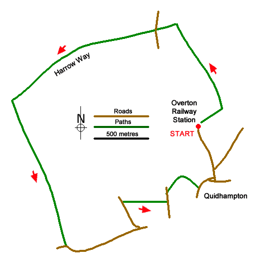Route Map - Overton & the Harroway Walk