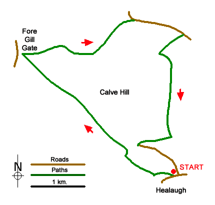 Route Map - Calver Hill & Reeth Low Moor Walk