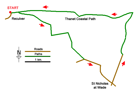 Route Map - Reculver & St Nicholas at Wade Walk