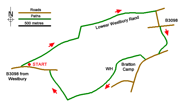 Route Map - Westbury White Horse Circular Walk