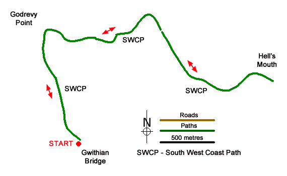 Route Map - Godrevy Point & Hell's Mouth Walk