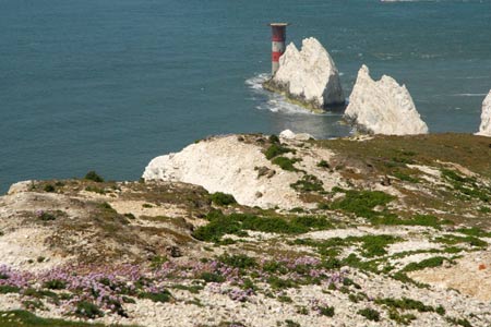 The Needles at the western extremity of the isle of Wight