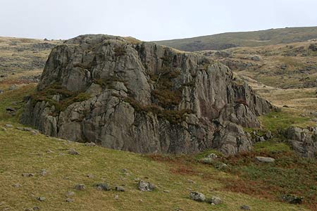 Rock where path splits on approach to Haycock