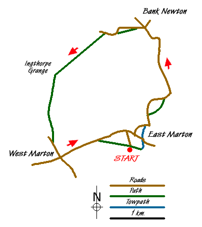 Route Map - East Marton and the Drumlins Walk