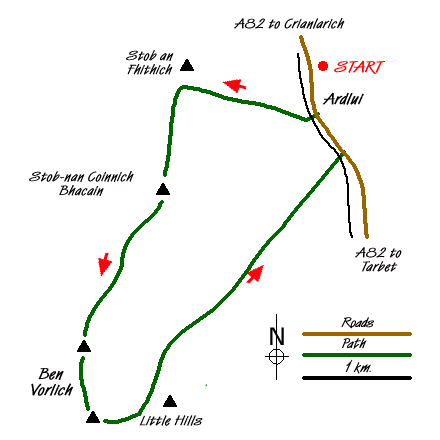 Route Map - Ben Vorlich from Ardlui Walk