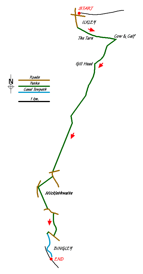 Route Map - Ilkley to Bingley Walk