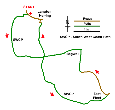 Route Map - The Fleet from Langton Herring Walk