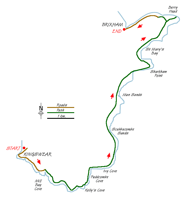 Route Map - Kingswear to Brixham Walk