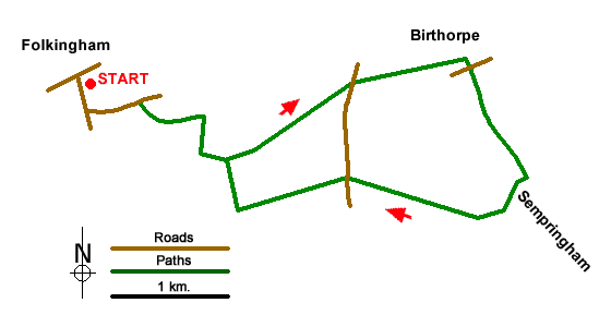 Route Map - Sempringham Circular from Folkingham Walk