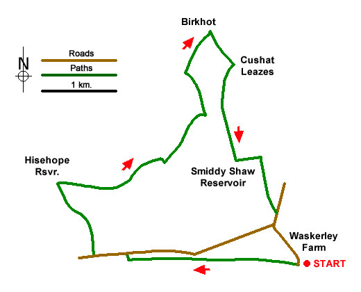 Route Map - Smiddy Shaw Reservoir Circular Walk
