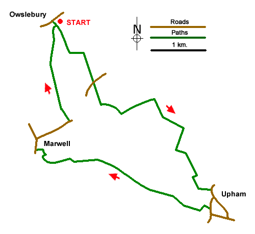 Route Map - Upham & Owslebury Circular Walk