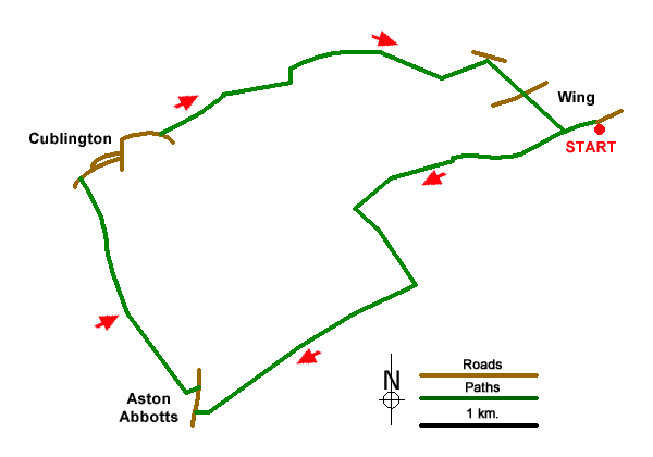 Route Map - Wing & Cublington Circular Walk