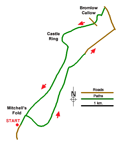 Route Map - Mitchell's Fold & Bromlow Callow Walk