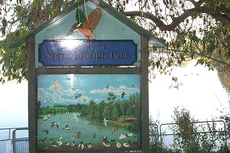 Stanborough Park information board identifies visiting birds