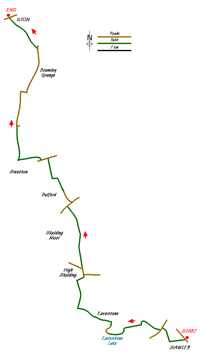 Route Map - Ripon Rowel Walk Leg 3 - Sawley to Ilton Walk