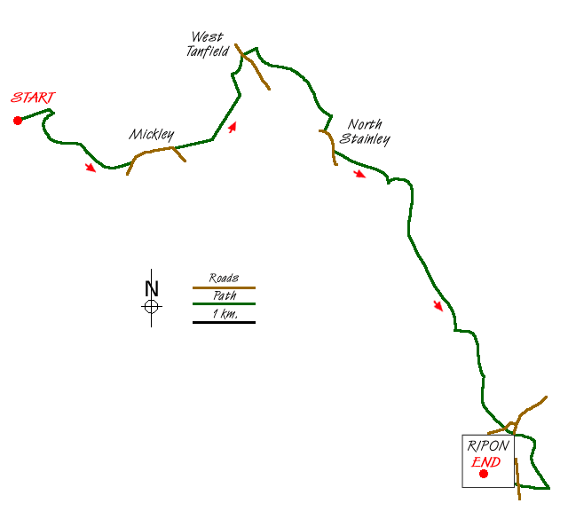 Route Map - Ripon Rowel Walk Leg 5 - Grewelthorpe to Ripon Walk