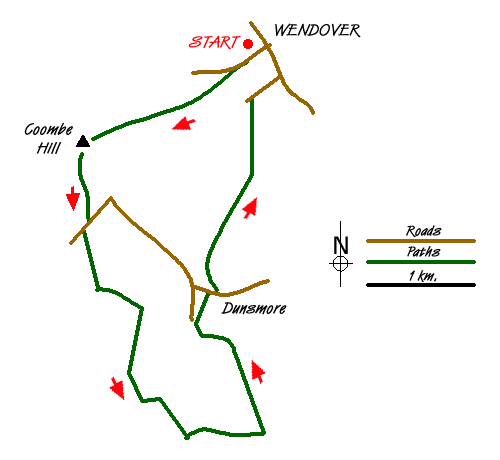 Route Map - The Ridgeway south of Wendover Walk