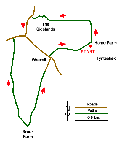 Route Map - Wraxall circular from Tyntesfield
 Walk