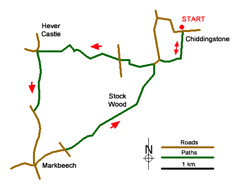 Route Map - Hever & Markbeech from Chiddingstone Walk