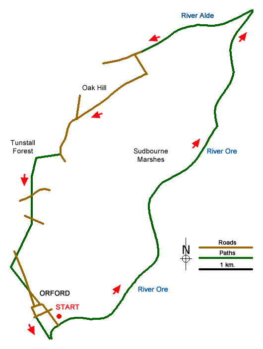 Route Map - The Rivers Ore & Alde from Orford Walk