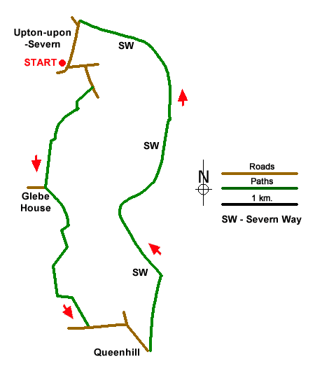Route Map - Upton-upon-Severn Circular Walk