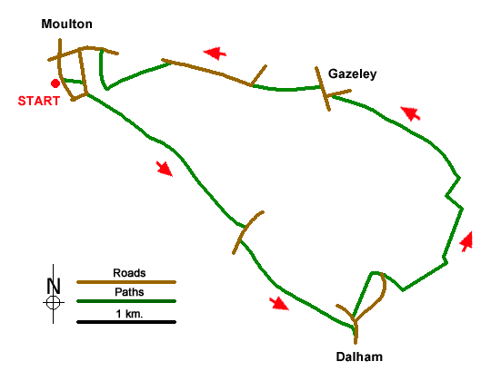 Route Map - Moulton & Gazeley Circular Walk