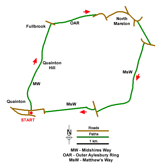 Route Map - Quainton & North Marston Circular Walk