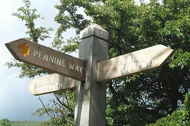 Pennine Way sign, Edale village