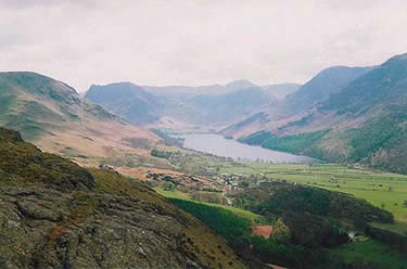 Buttermere and its ring of fells from Rannerdale Knotts