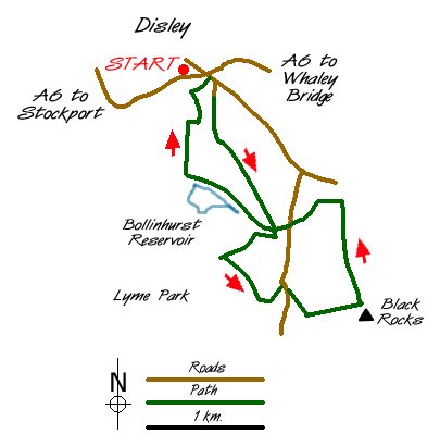 Route Map - Black Rocks & Bollinhurst Reservoir Walk