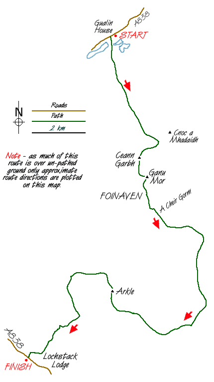 Route Map - The Foinaven & Arkle Traverse Walk