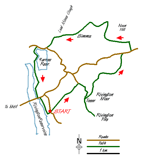 Route Map - Rivington Pike Walk