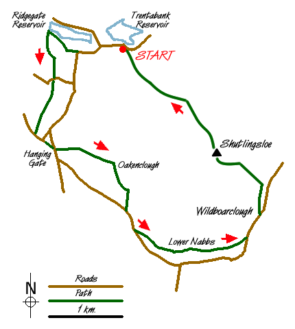 Route Map - Wildboarclough & Shutlingsloe from Trentabank Walk