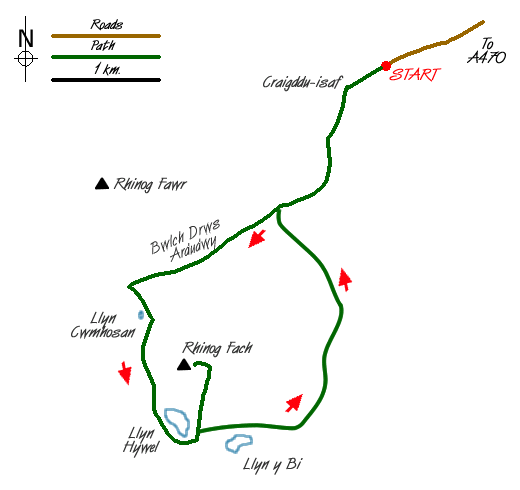 Route Map - Rhinog Fach circular Walk