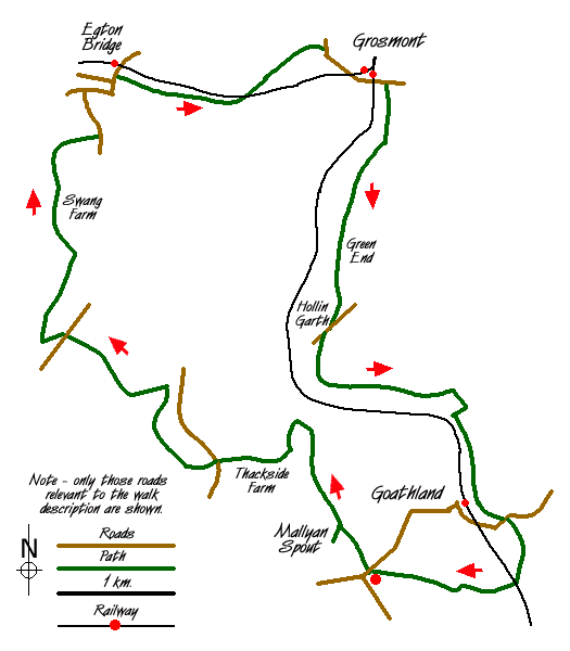 Route Map - Egton Bridge & Grosmont from Goathland Walk
