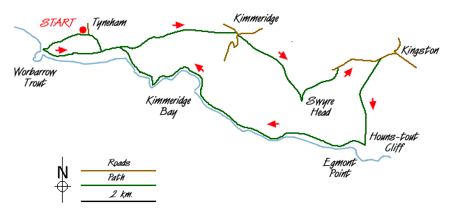 Route Map - Egmont Point & Kimmeridge Bay from Tyneham Walk
